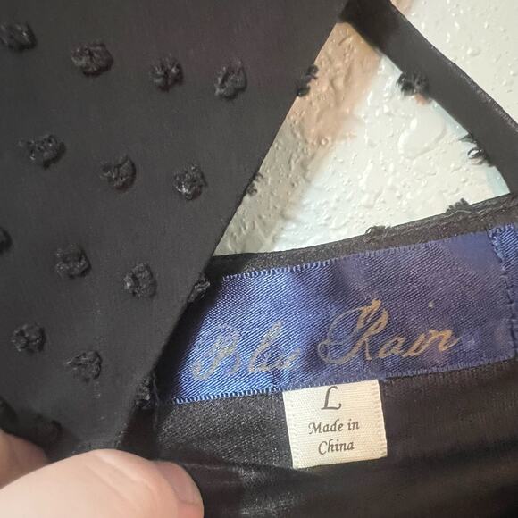 Blue Rain Womens Large Dress Black Polka Dot Texture Cold Shoulder Strappy - Picture 3 of 6